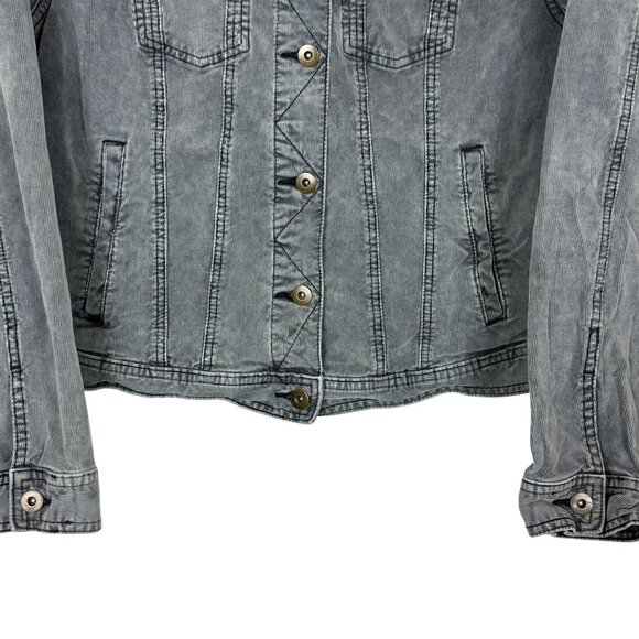 Prana Corduroy Jacket Womens Large Gray Trucker Stretch Casual Organic Cotton - Picture 4 of 10